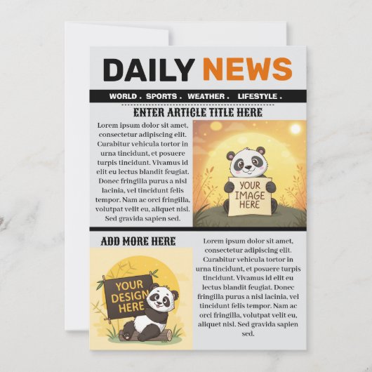 Vorlage für editierbare Zeitungsartikel (Vorderseite)
