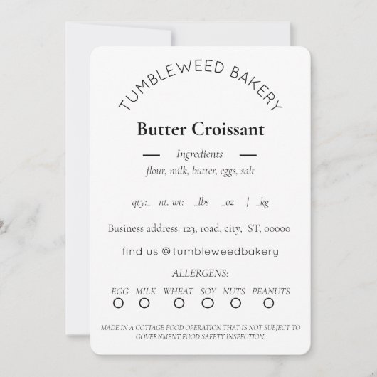 Vorlage für ein einfaches Hütte-Lebensmittellabel (Vorderseite)