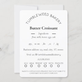 Vorlage für ein einfaches Hütte-Lebensmittellabel