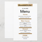 Vorlage für ein elegantes Abendessen-Menü (Vorne/Hinten)