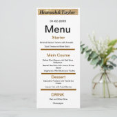 Vorlage für ein elegantes Abendgesellschaft-Menü (Stehend Vorderseite)