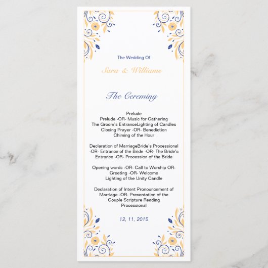 Vorlage für ein elegantes Hochzeitsprogramm (Vorderseite)