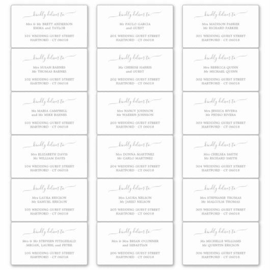 Vorlage für ein elegantes Script-Graue Guest-Adres Aufkleber (Vorderseite)