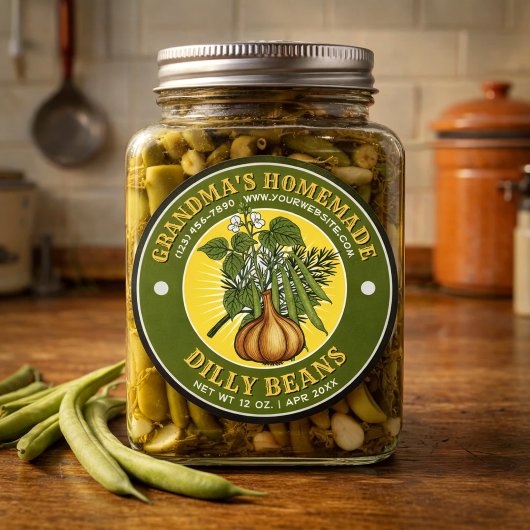 Vorlage für ein hausgemachtes Dilly-Beans-Kunsteti Runder Aufkleber