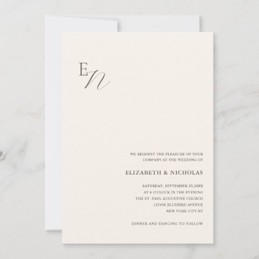 Vorlage für eine einfache digitale Hochzeitseinlad (Vorderseite)