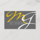 Vorlage für eine gelb-graue, moderne Monogramm-Vis Visitenkarte (Rückseite)