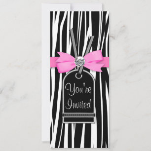 Vorlage für eine Hot Pink Zebra Party-Einladung