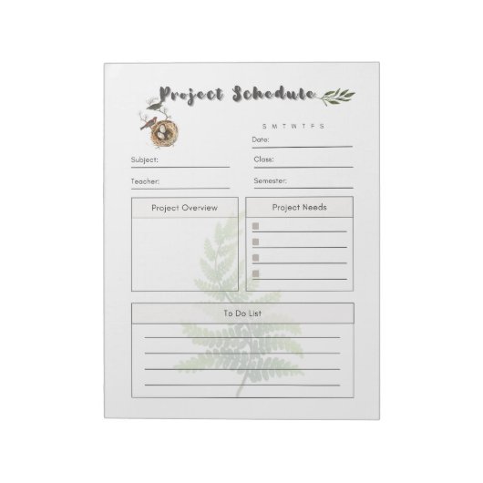 Vorlage für einen umfassenden Projektplan Notizblock (Rotiert)