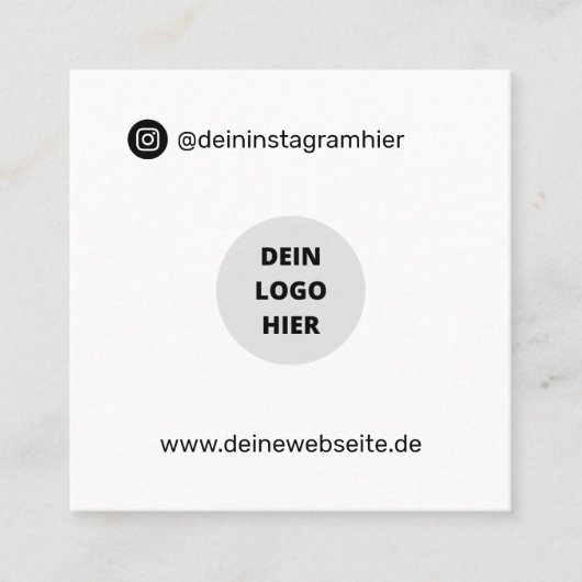 Vorlage für Einfach Foto und QR-Code - Quadratische Visitenkarte (Vorderseite)