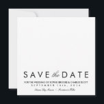 Vorlage für einfache Chic Square Save the Date<br><div class="desc">5, 25" x 5, 25" quadratische Save the Date Kartenvorlage. Ändern Sie den Text in Ihren eigenen Text,  und klicken Sie auf "Anpassen",  um Schriftart,  Textfarbe,  Hintergrundfarbe zu ändern,  und fügen Sie Ihre eigenen Designs oder Fotos hinzu. Viel Platz für ein niedliches Foto der Verlobung!</div>