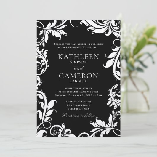 Vorlage für einladende Blätter | Black & Ecru (Stehend Vorderseite)