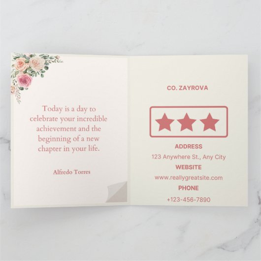 Vorlage für elegante Abschluss-Einladungskarte (Innenseite)