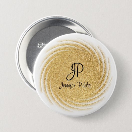 Vorlage für elegante Imitate Gold Glitzer Monogram Button (Vorne & Hinten)