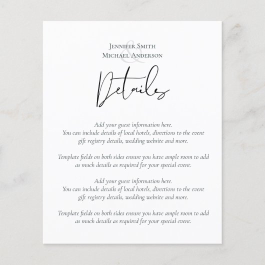 Vorlage für elegante Skriptangaben für Hochzeiten (Vorderseite)