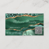 Vorlage für Emerald Green Gold QR Code Business Ca Visitenkarte (Vorderseite)