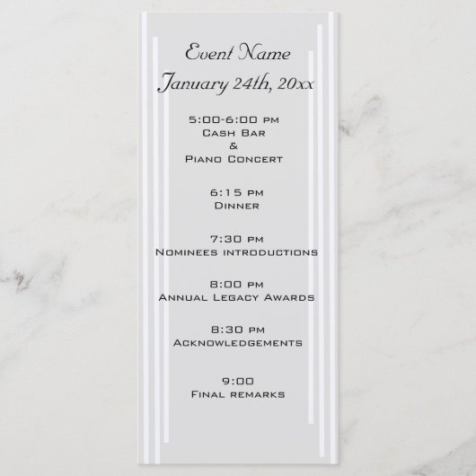 Vorlage für Ereignisprogramme - Angepasste Daten (Vorderseite)