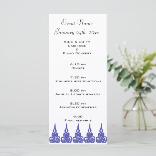 Vorlage für Ereignisprogramme - Angepasste Daten (Stehend Vorderseite)