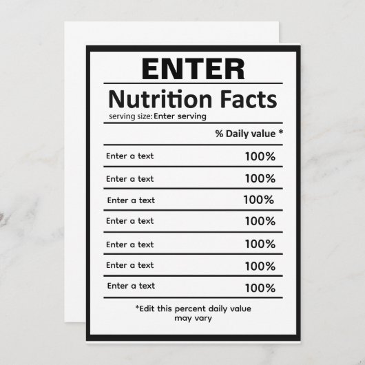 Vorlage für Ernährungsinformationen anpassen (Vorne/Hinten)