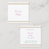 Vorlage für farbenfrohe Streifen modern handschrif Quadratische Visitenkarte (Vorne/Hinten)