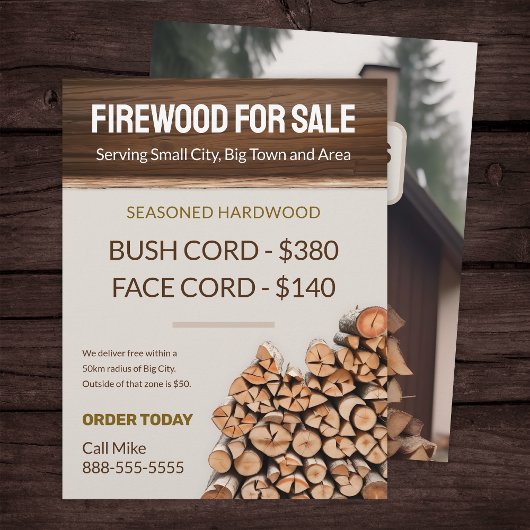 Vorlage für Firewood für den verkauften Business-F Flyer