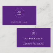 Vorlage für Firmenlogo Elegant Royal Lila Modern Visitenkarte (Vorne/Hinten)