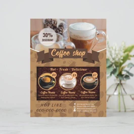 Vorlage für Flyer für Coffeeshops (Stehend Vorderseite)