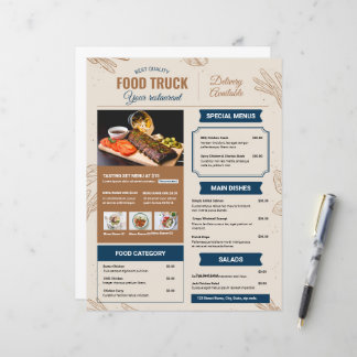 Vorlage für Food Truck Menü