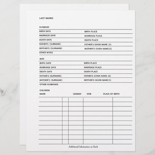 Vorlage für Formulare in geschlechtsspezifischen P (Vorne/Hinten)