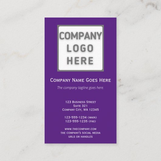 Vorlage für Foto-Logo Vertikal, beidseitig Lila Visitenkarte (Rückseite)