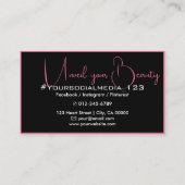 Vorlage für Foto Schlicht Schwarz Rosa dünne Grenz Visitenkarte (Rückseite)