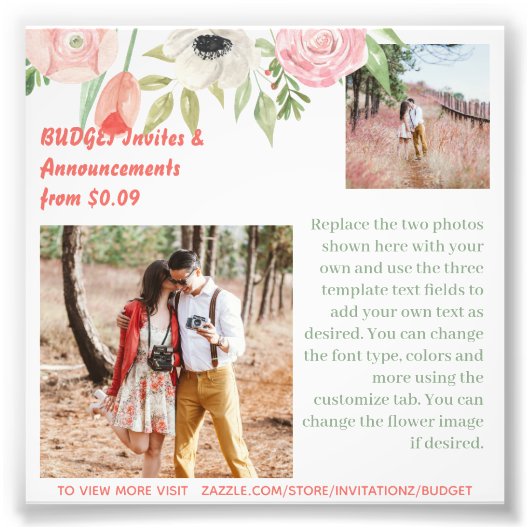 Vorlage für Foto-Textvorlage für korallrosa Blume Fotodruck (Vorne)