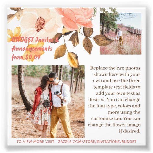 Vorlage für Foto-Textvorlage für korallrosa Blume Fotodruck (Vorne)