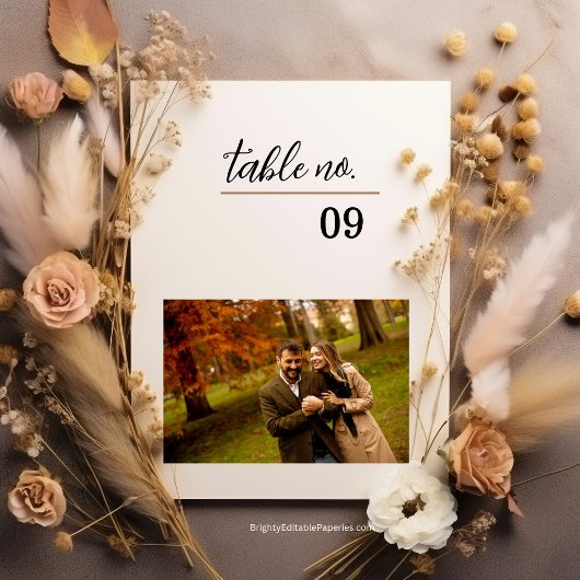 Vorlage für Foto-Tischnummer