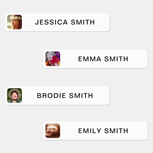 Vorlage für Foto- und Namensaufkleber Etiketten (Gruppe)