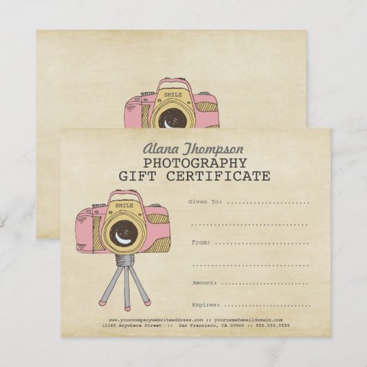 Vorlage für Fotografen-Geschenkgutachten (Vorne/Hinten)