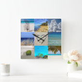 Vorlage für Fotos-Collage Quadratische Wanduhr (Zuhause)