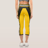 Vorlage für gelbe, weiße und schwarze Streifen Capri Leggings (Rückseite)