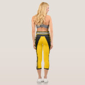 Vorlage für gelbe, weiße und schwarze Streifen Capri Leggings (Rückseite)