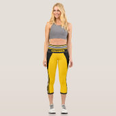 Vorlage für gelbe, weiße und schwarze Streifen Capri Leggings (Vorderseite)