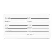 Vorlage für generisches Reloading-Datenlabel (Vorne)