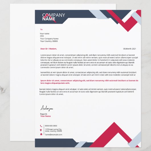 Vorlage für Geschäftsbriefe (Vorne/Hinten)