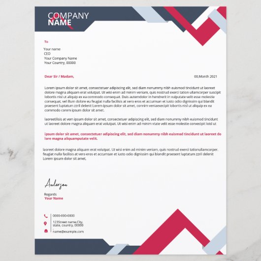 Vorlage für Geschäftsbriefe (Vorderseite)