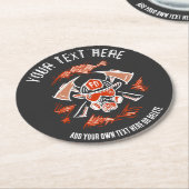 Vorlage für Geschenke für Feuerwehrleute. Runder Pappuntersetzer (Angewinkelt)