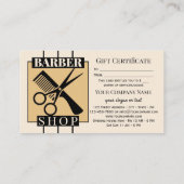Vorlage für Geschenkgutscheine für Barber Shop Rabattkarte (Rückseite)