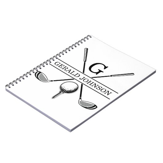 Vorlage für Golf-Design-Monogram-Notebook Notizblock (Linke Seite)