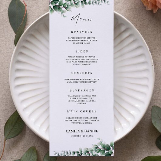 Vorlage für Greenery Wedding Menu Cards