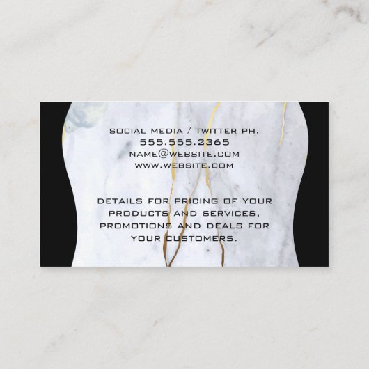 Vorlage für großen QR-Code | Marble Gold Flakes Visitenkarte (Rückseite)