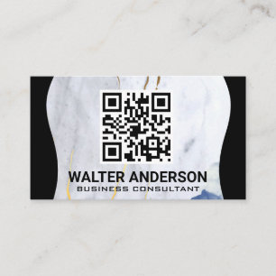 Vorlage für großen QR-Code   Marble Gold Flakes Visitenkarte