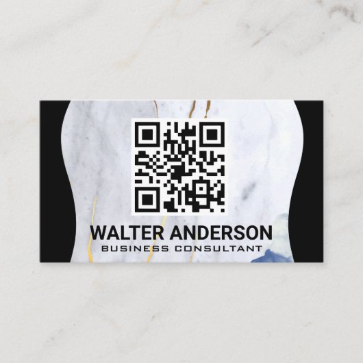 Vorlage für großen QR-Code | Marble Gold Flakes Visitenkarte (Vorderseite)