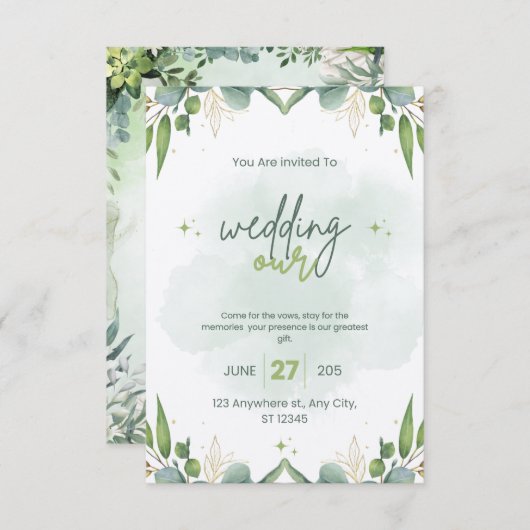 Vorlage für grüne Hochzeitsvorbereitung (Vorne/Hinten)